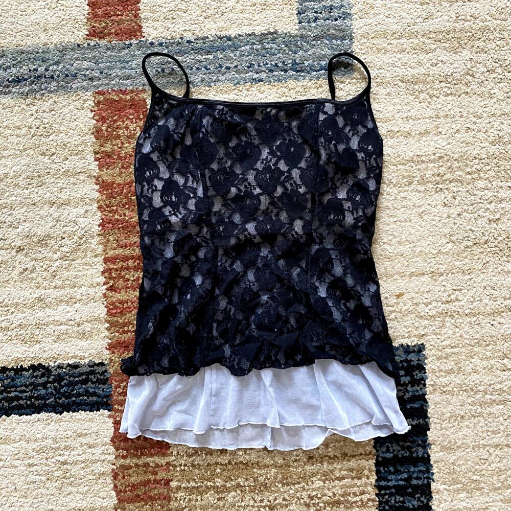 Shear Shapewear Lace Black Mesh Floral Tank Top Coquette Padded Bra